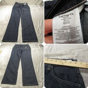 Carhartt FR Jeans Men 32x34 Dark Wash Denim Relaxed Fit Flame Resistant Boot NEW